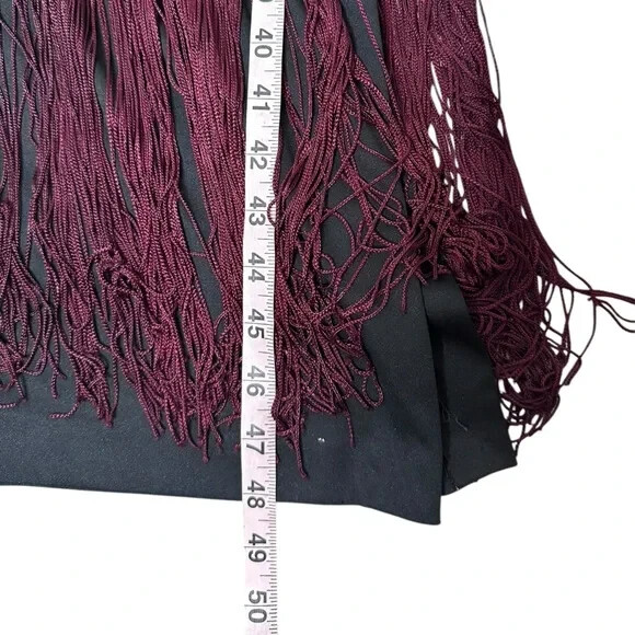 VTG 70s Jack Hartley Halter Fringe Maxi Dress Black & Plum Ombre Festival 7/8