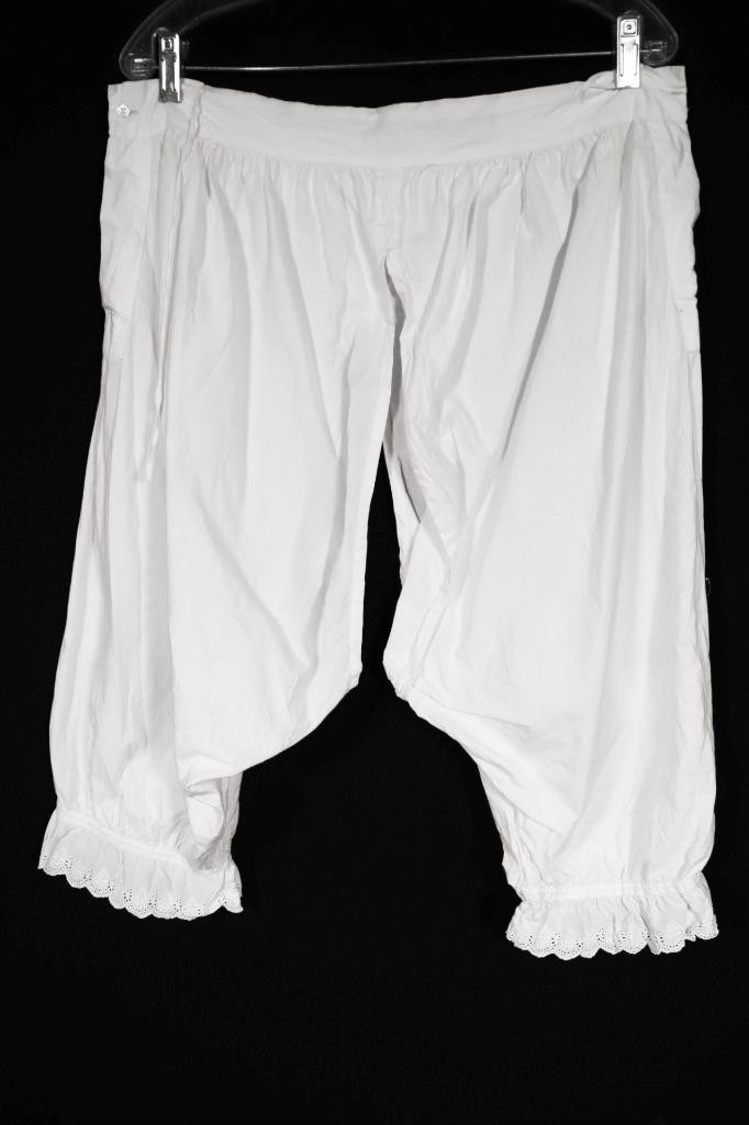 Antique Edwardian French White Cotton Bloomers Size Medium 34″ Waist Exc Cond