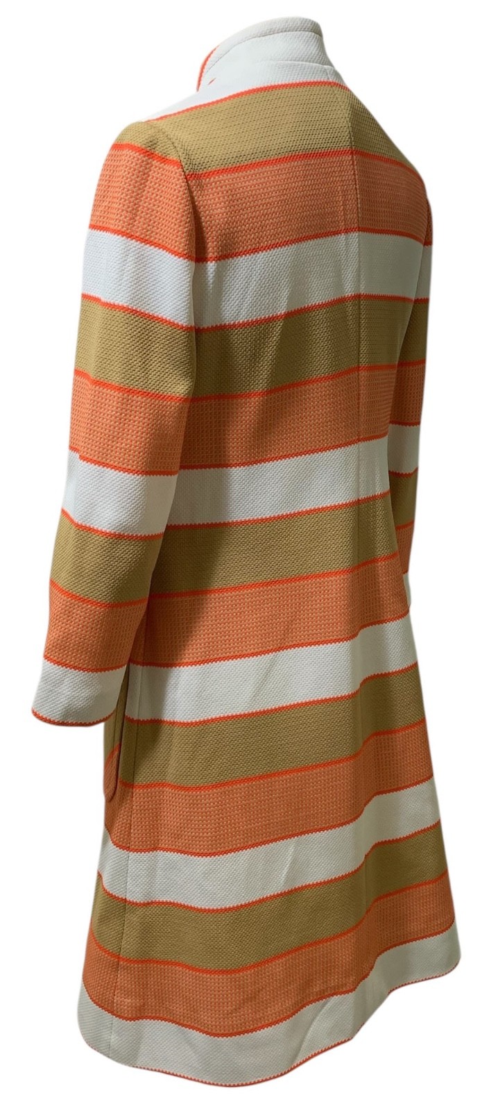 HANBURY LTD. Vintage 70s Women’s Mod Orange Tan White Striped Coat Dress – Sz M