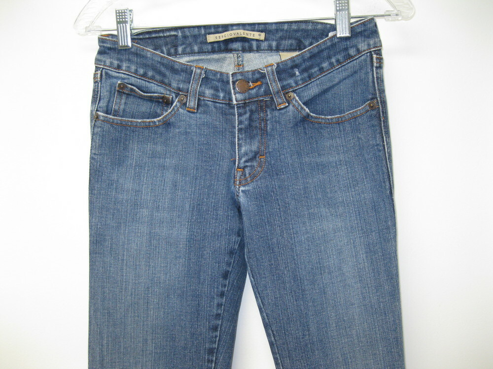 Sergio Valente Distressed Indigo Stretch Flare Jeans Women’s size 26 x 32