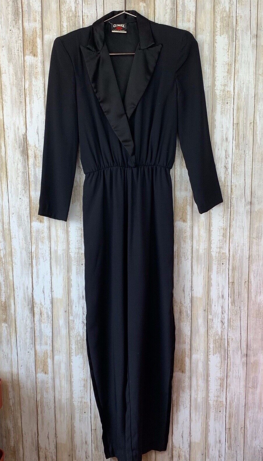 CLIMAX Karen Okada David Howard Sexy Black Tuxedo Jumpsuit Size 5 Vintage VTG