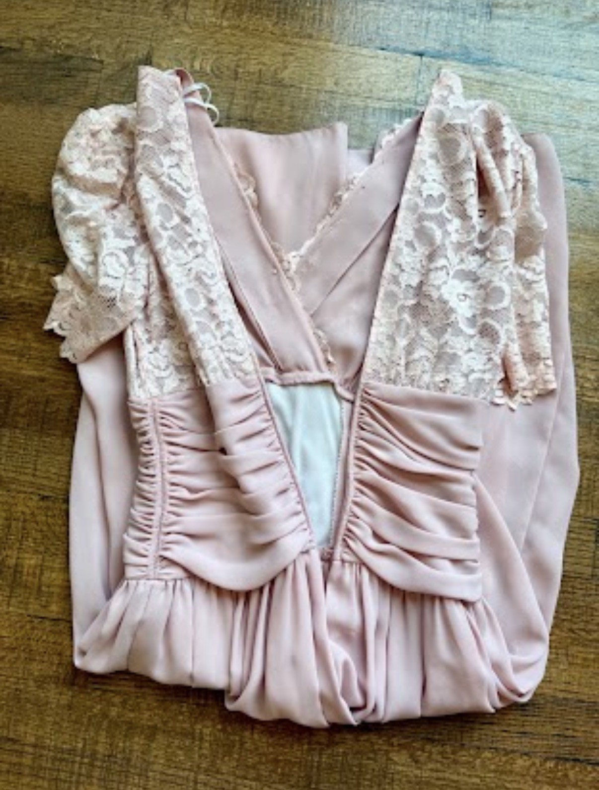 Vintage ILGWU Women’s Union Made Pink Lace Midi Dress Sheer Romantic Size 8 USA
