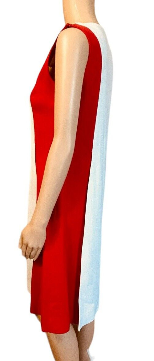 Minx Modes Vintage 60s Red White Blue Sleeveless Shift Dress Jumper Small