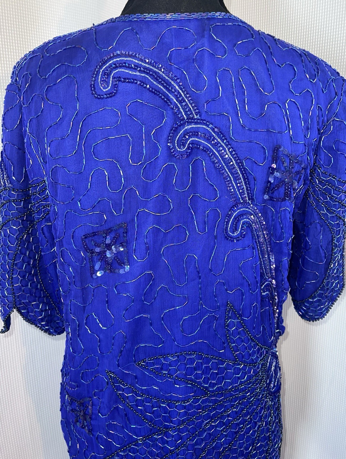 Vintage Tan-Chho Beaded Silk Dress 2 Piece Altered Size Medium Sequin x103