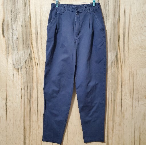 Patagonia Womens Vtg 90s Navy Pleated High Rise Tapered Leg Cotton Chino Size 12