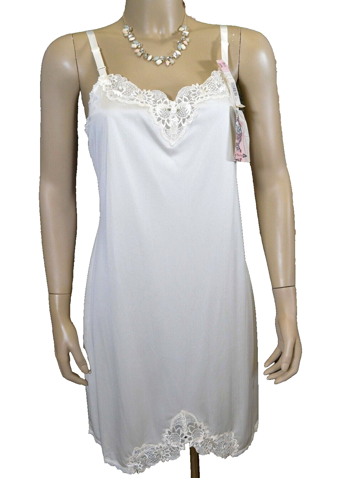 UNWORN Shadowline Ivory White Slip, NOS w/Original Tags, Bodice Lace VTG 90’s