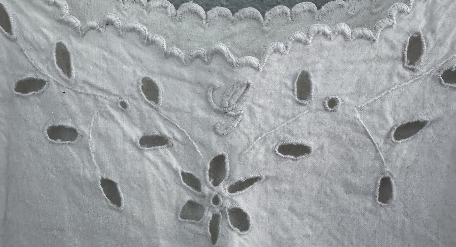 Antique Night Dress With Embroidered Detailing, 37” Long X 25” Wide