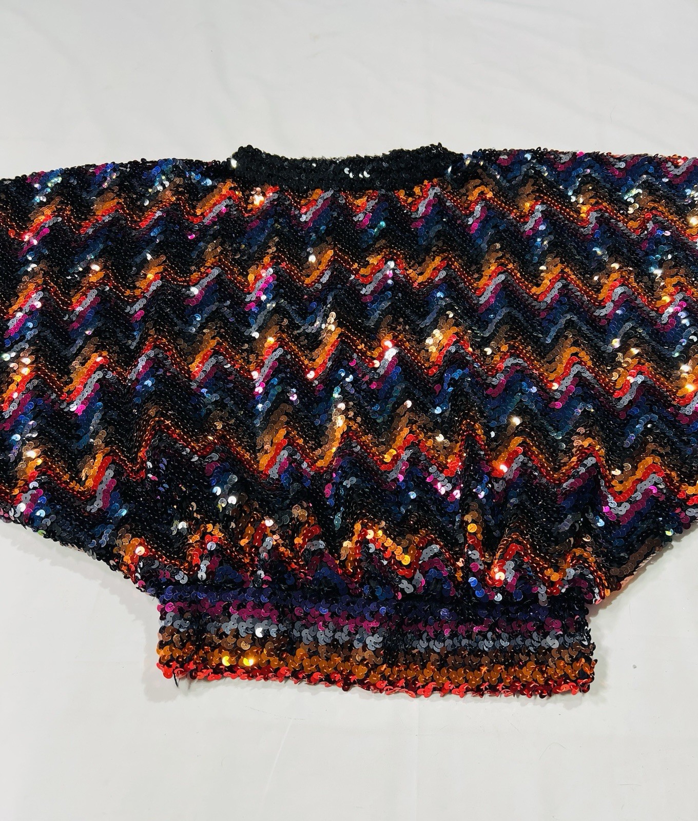 Vintage Womens S/M 70s BRIGHT COLOR Sequin Top Dolman Sleeves Disco Glam/ READ