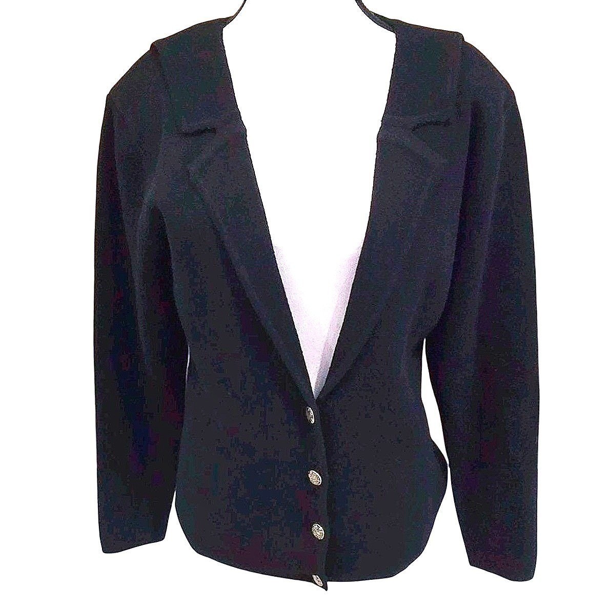 VTG Jos. A. Bank Women’s Black 100% Merino Wool Sweater Blazer Jacket – Small