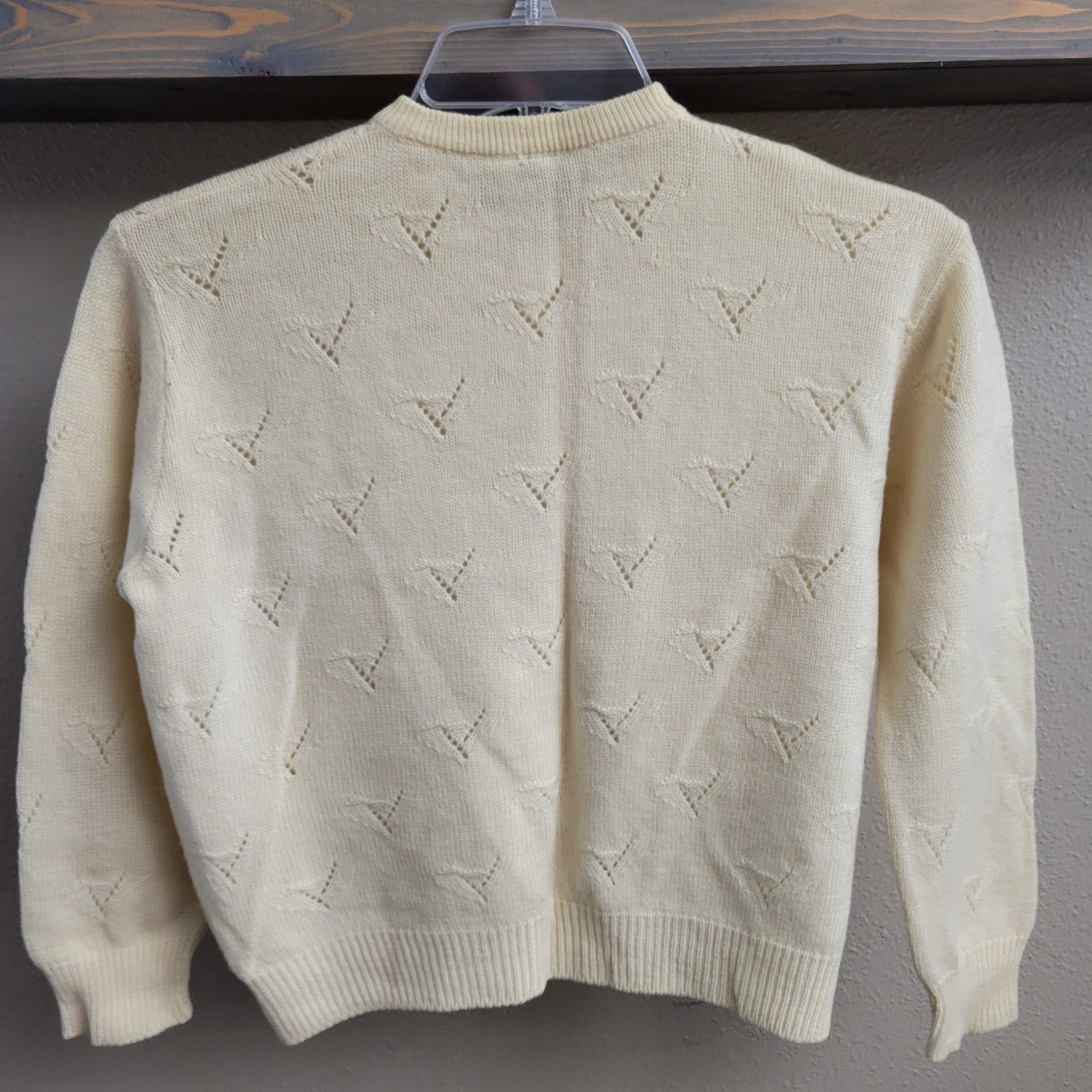 Vintage 60s Alice Kaye Ivory Button-Up Cardigan 100% Wool Women’s Size Large