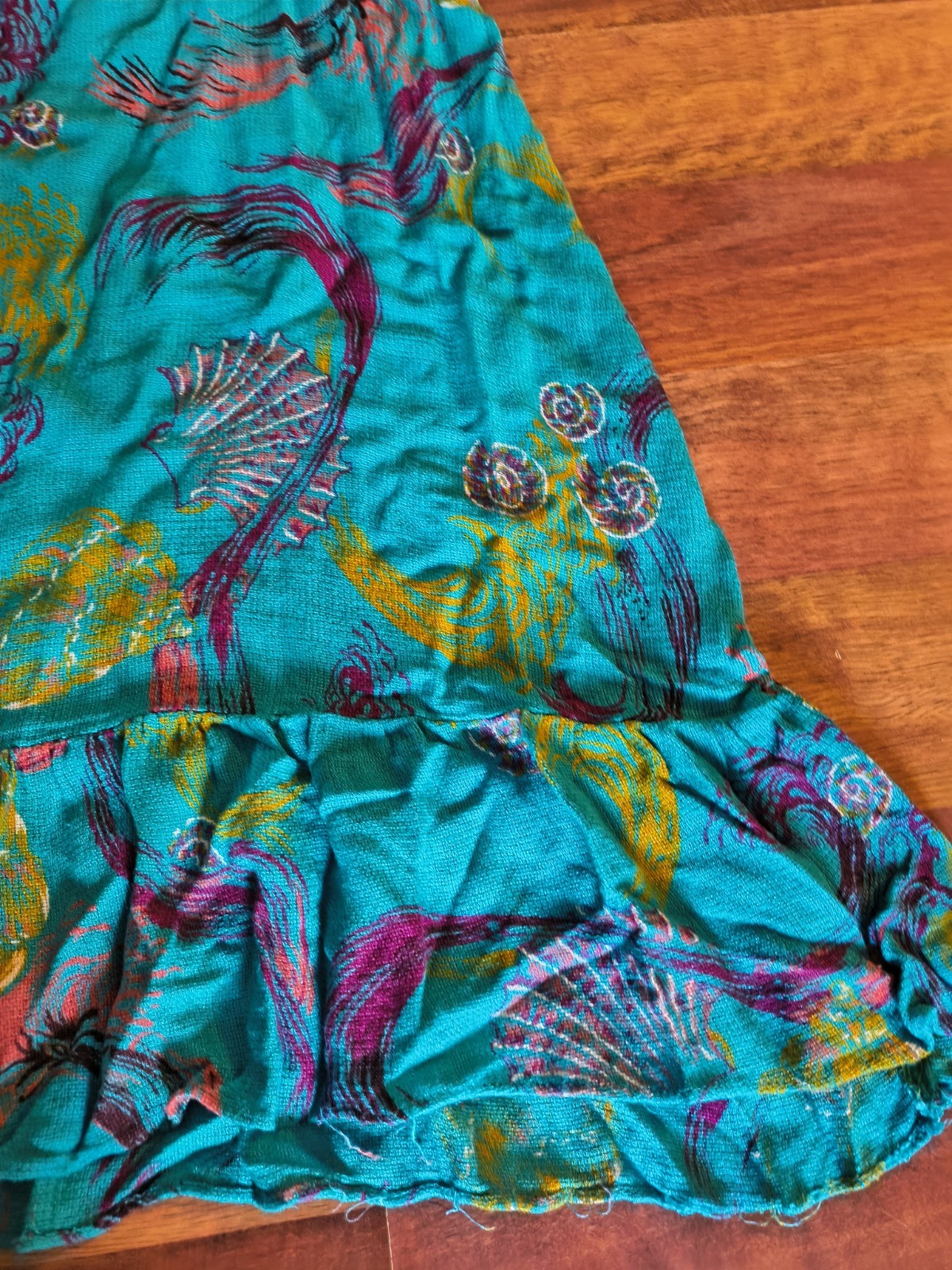 Vintage Jackie O Bright Beachy Teal Dress 1970s Size 13