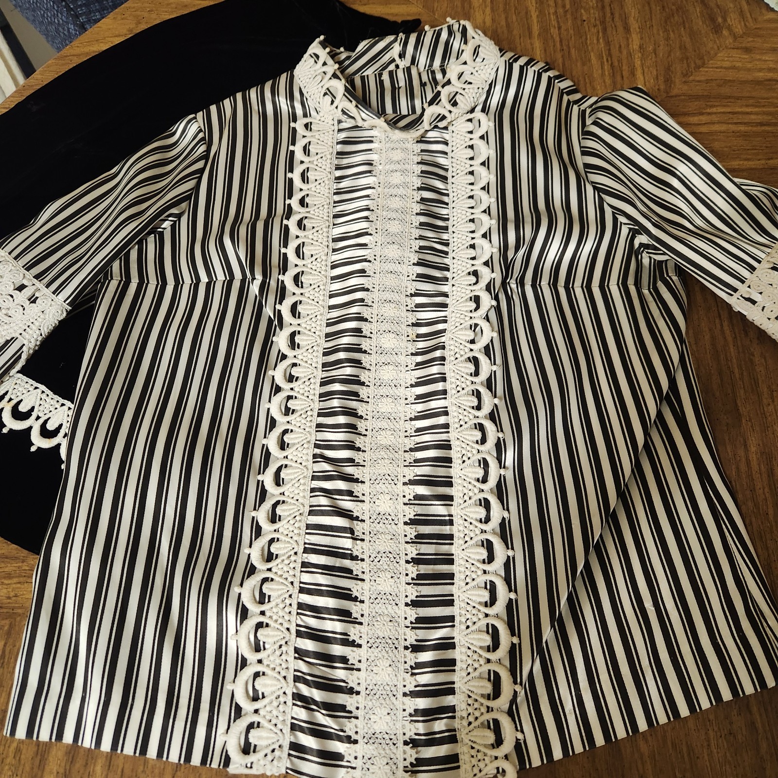 Vtg 60s 70s Alfred Werber 3 Pc Skirt Suit Set Velvet Vest Blouse Lace Mod Sz 10