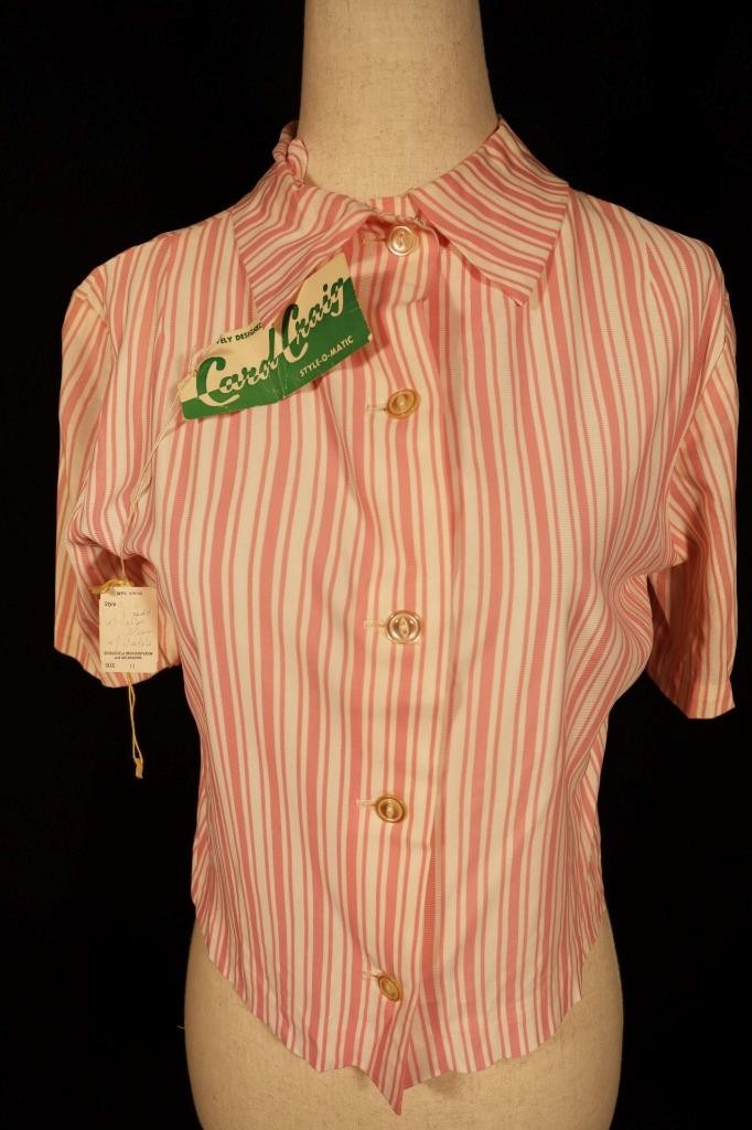 Vintage Deadstock 1960’s Pink Acetate Silky Blouse Size Med Excellent Condition