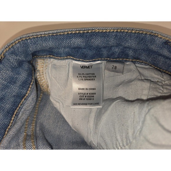 Vervet Jeans Womens 28 Blue Denim Cotton Stretch Distressed Straight Light Wash