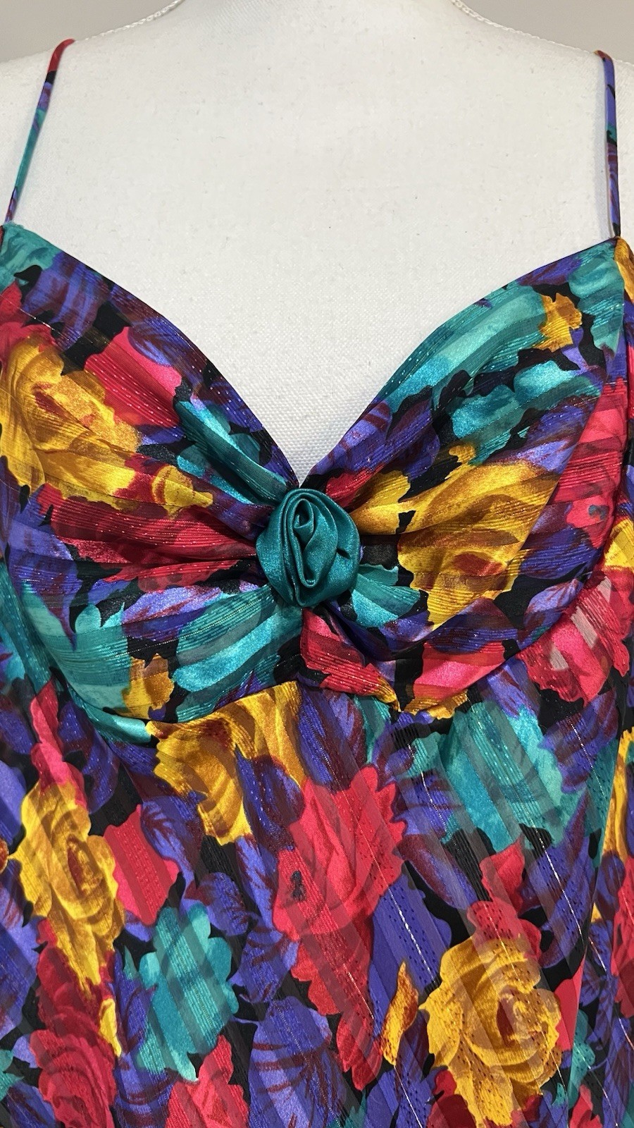 Vintage 90s ‘Circa 2000’ Multicolor Floral Robe and Slip Pajama Set Size 2X