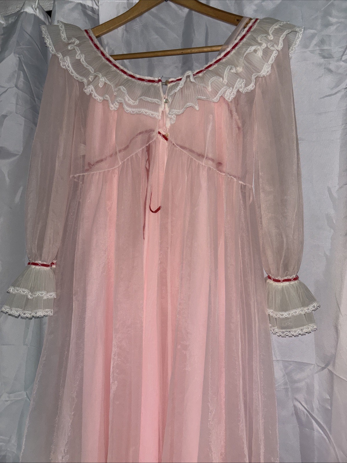 2pc Vtg LISETTE Nightgown PEIGNOIR Robe BABYDOLL Sheer Gown Al Sterling Pink 60