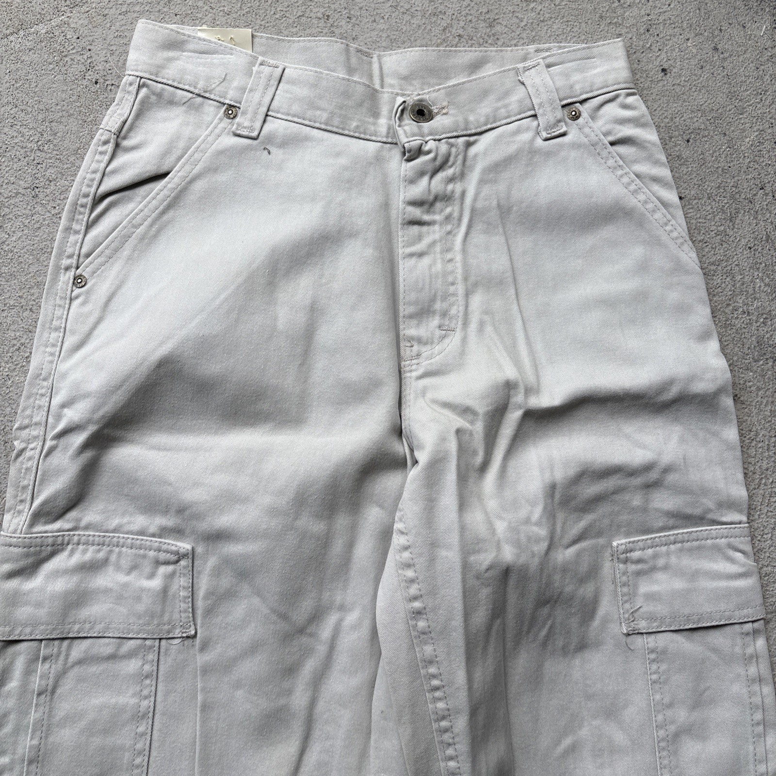 Vintage 90s LEE Cargo Pants Wide Relaxed Khaki Tan Beige USA Juniors 7 S