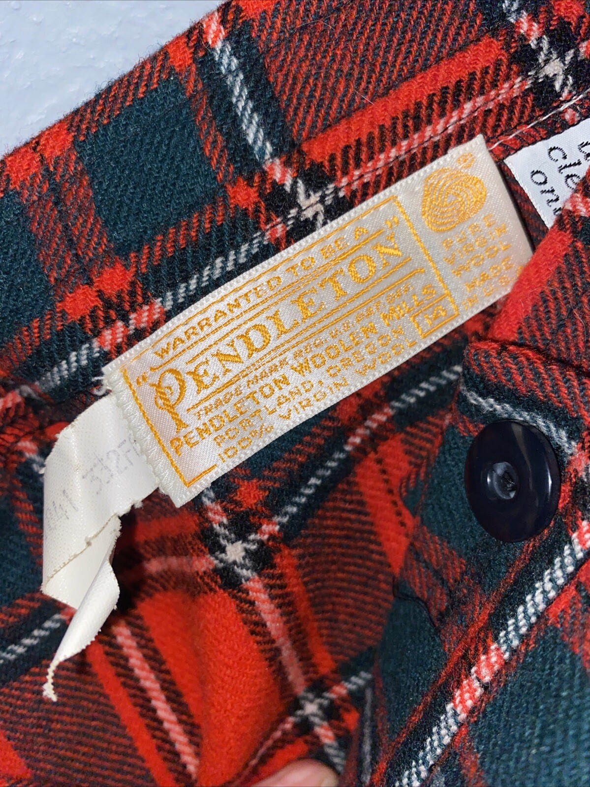 Vintage Pendleton Red Green Tartan Plaid Virgin Wool Skirt (14) 28” Waist