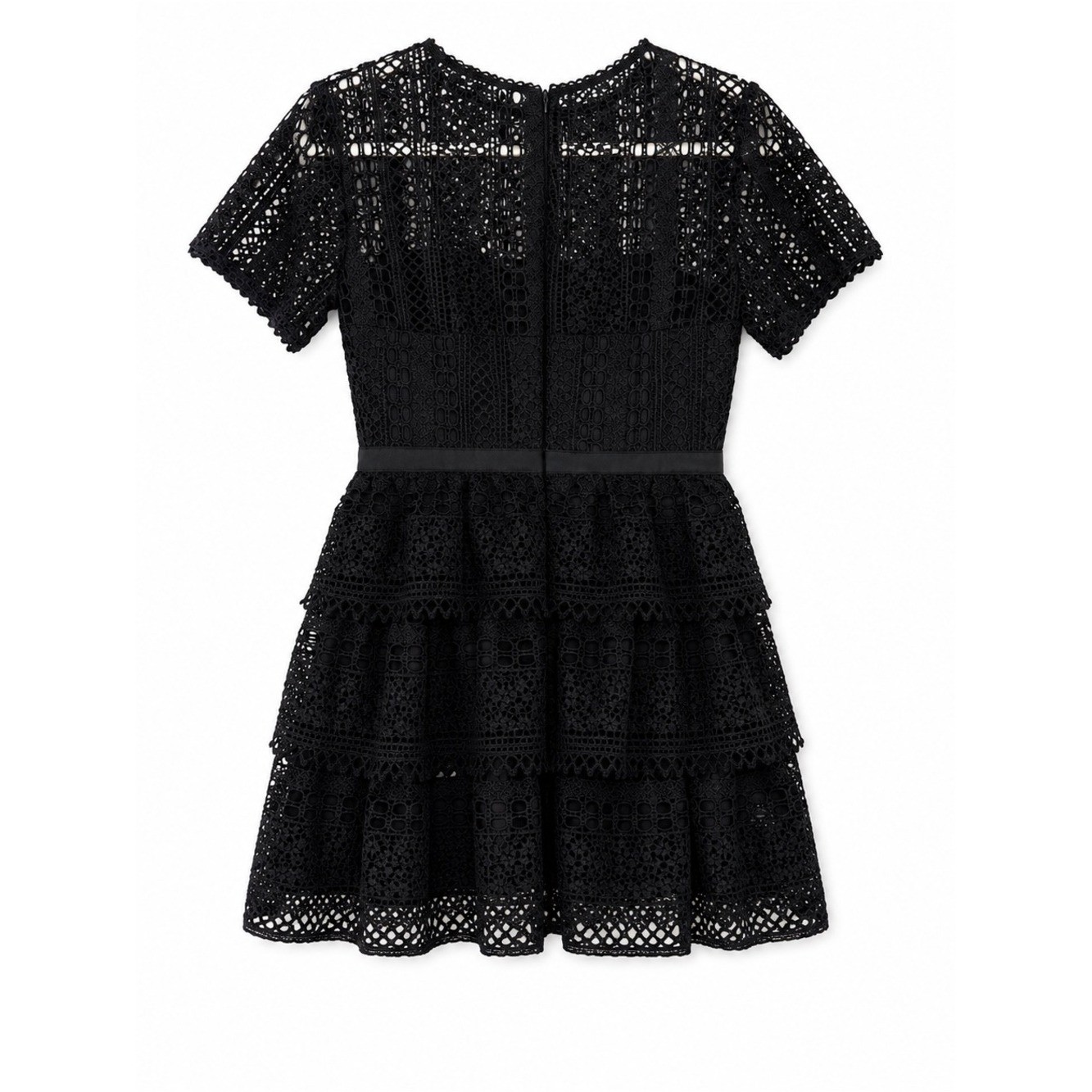 Lulus Black Lace Tiered Mini Dress Cocktail Wedding Guest Size M