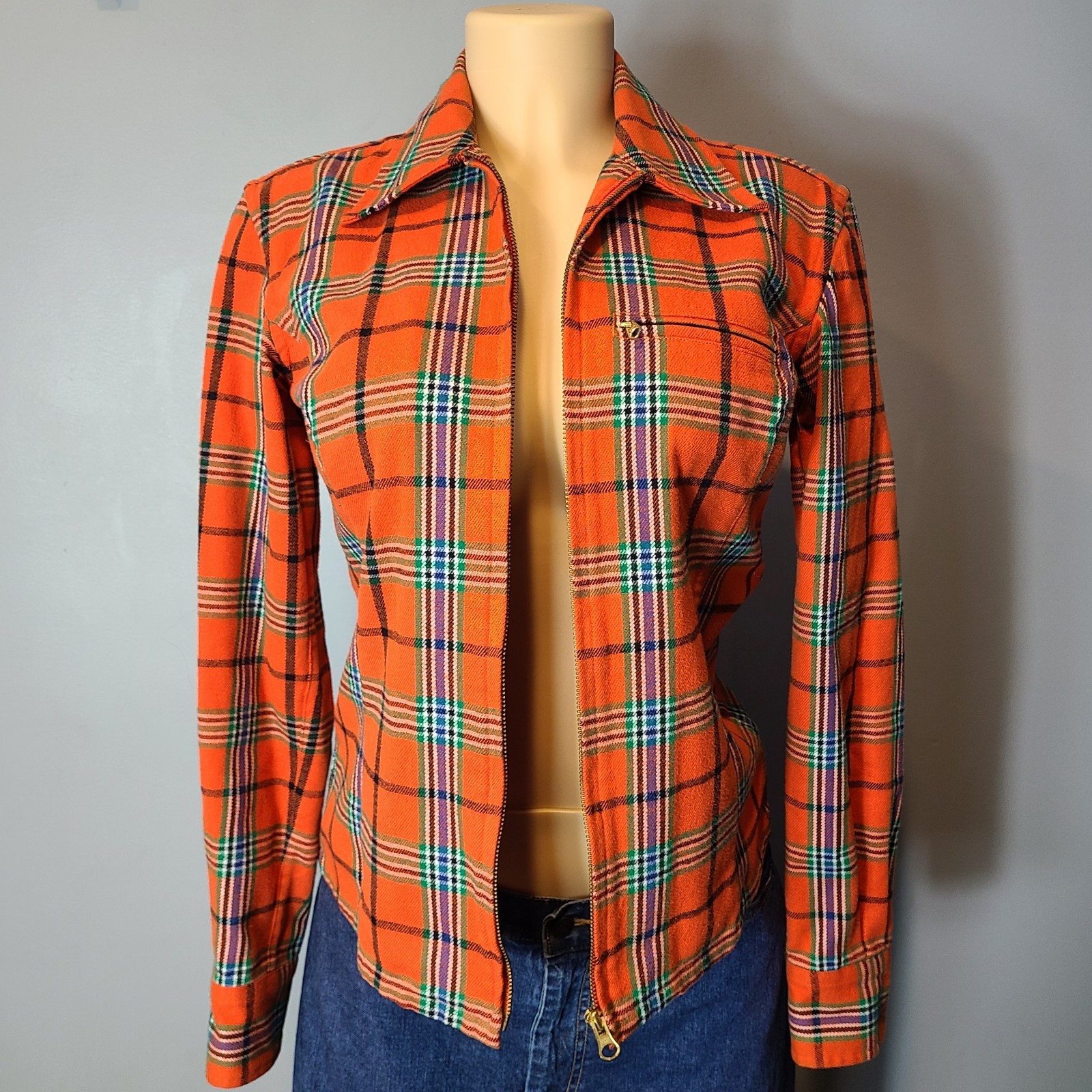 Vtg Ralph Lauren Polo Sport Plaid Full Zip Jacket Womens 6 Tartan Old Money Prep