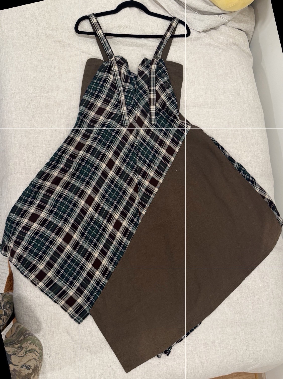 Y’s Yohji Yamamoto Asymmetrical Plaid Linen Cotton Sz S Made/Purchased in Japan