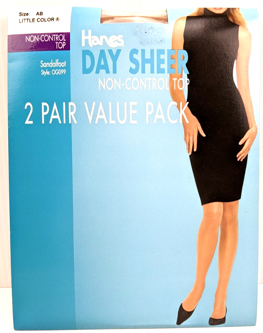 Hanes Day Sheer Sandalfoot Little Color PantyHose Size AB Style OG099 2 Pack