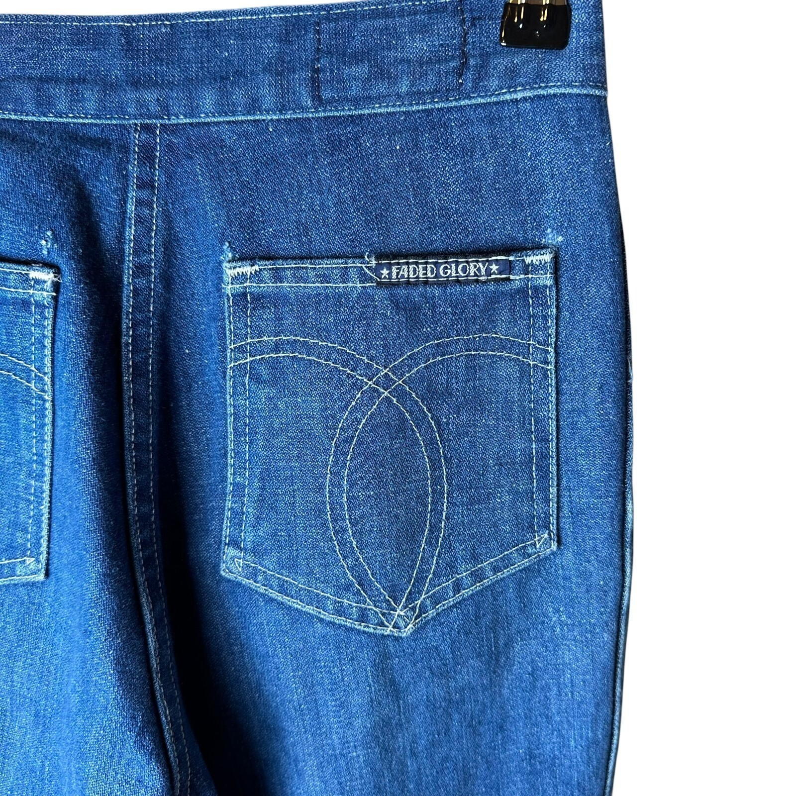 Vintage 70s Faded Glory USA Made Flare Jeans Sz 7 28 | High Rise Roller Denim