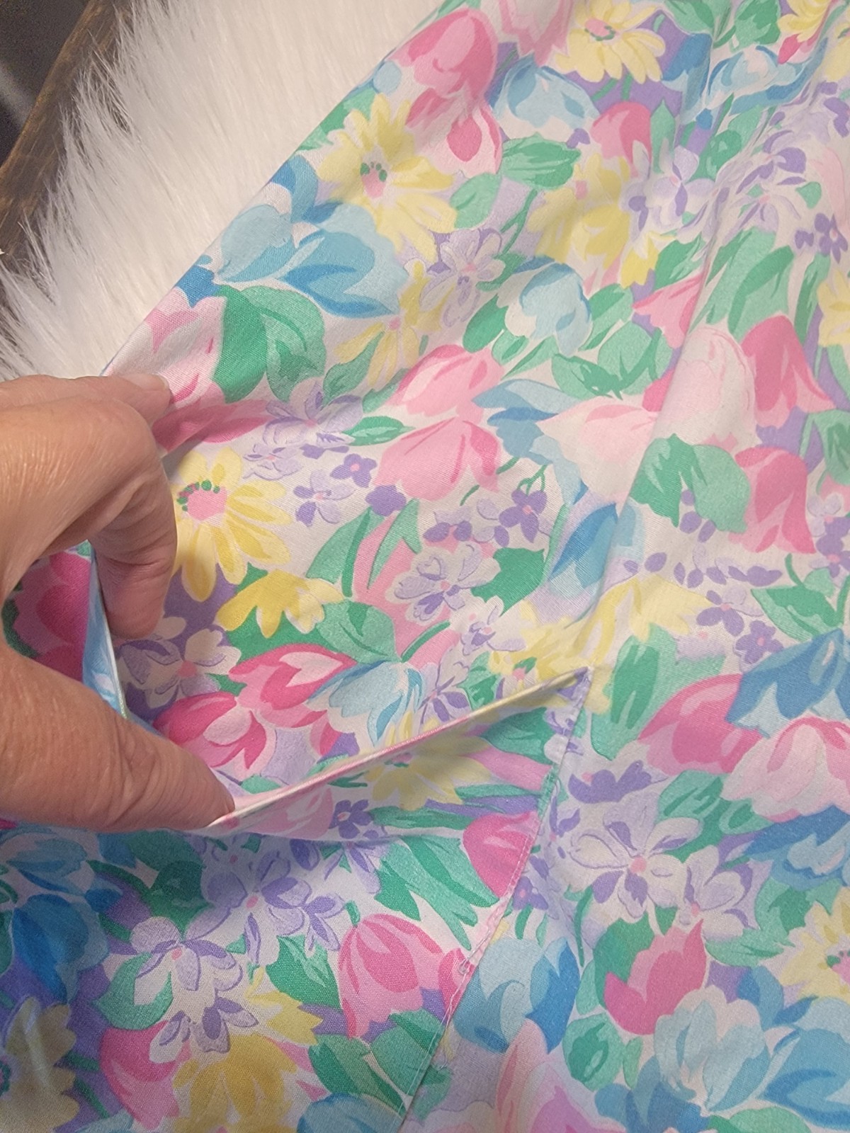 Vintage Alice Of California Spring Tulip Novelty Floral Apron Style Dress Sz L