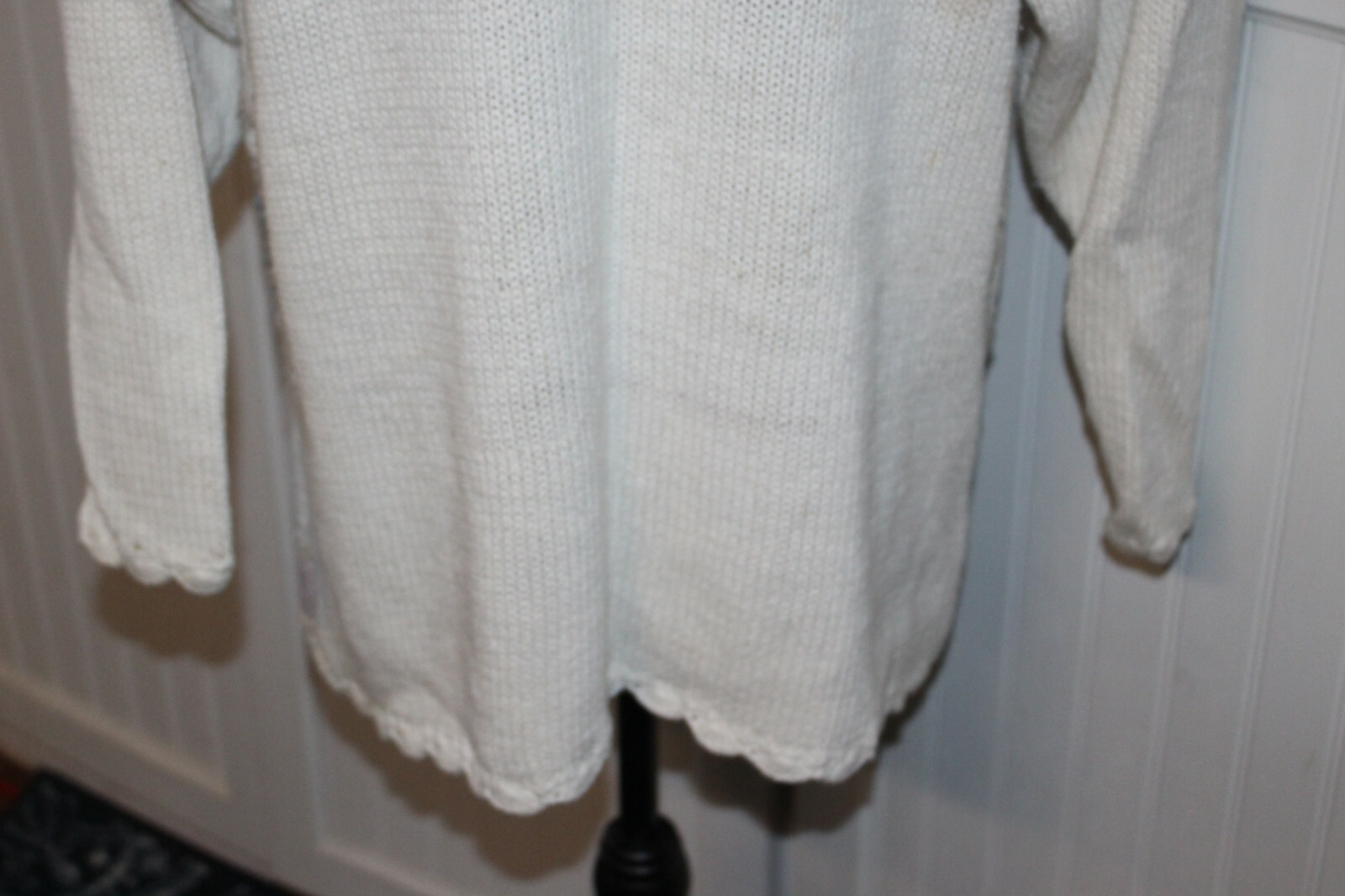 Vtg Jennifer Reed Hand Knit Long Crew Floral Medallion Embroidered Sweater XL