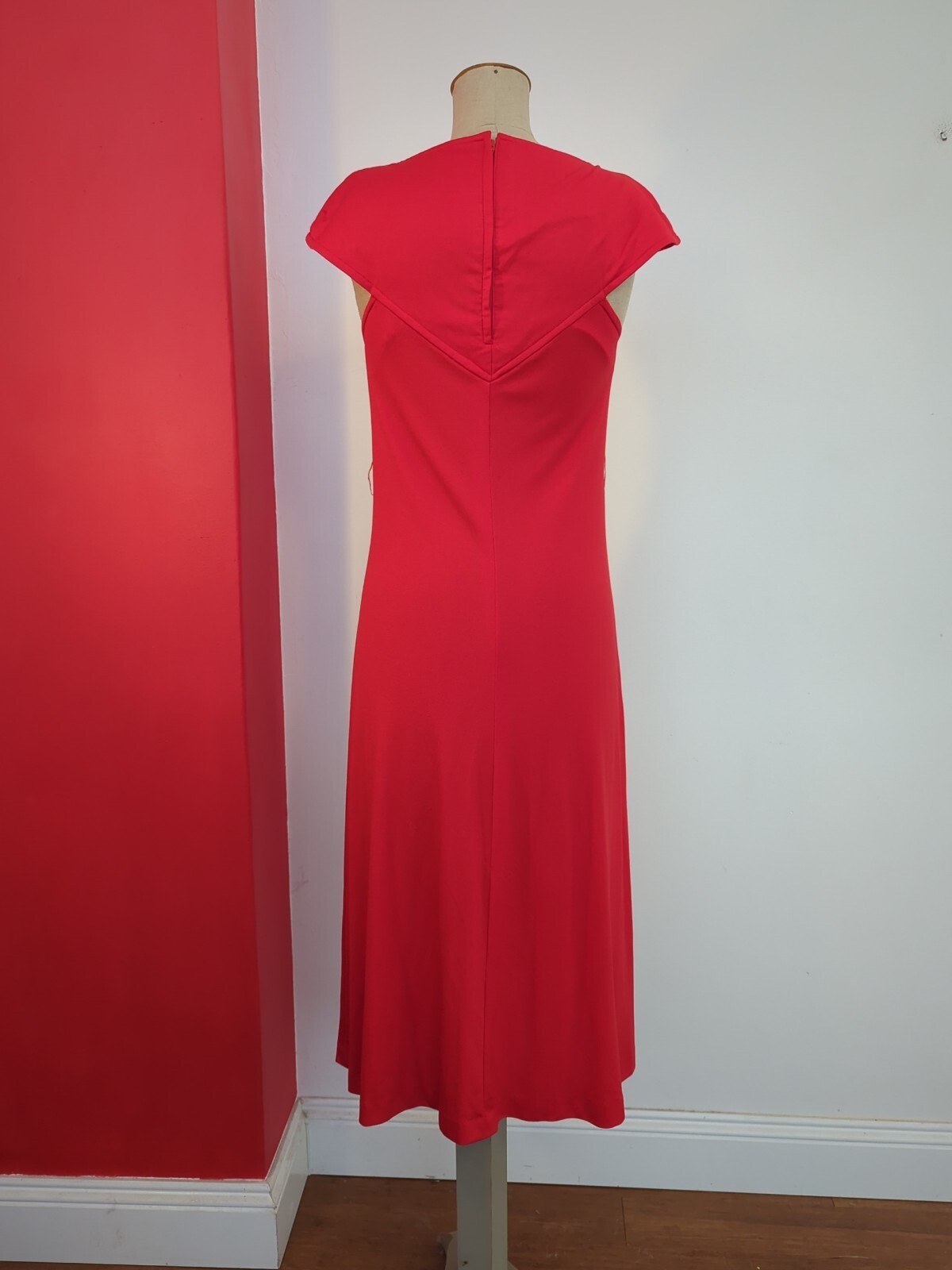 VINTAGE 70s Dress RED XXS-XS fits AU 6-8