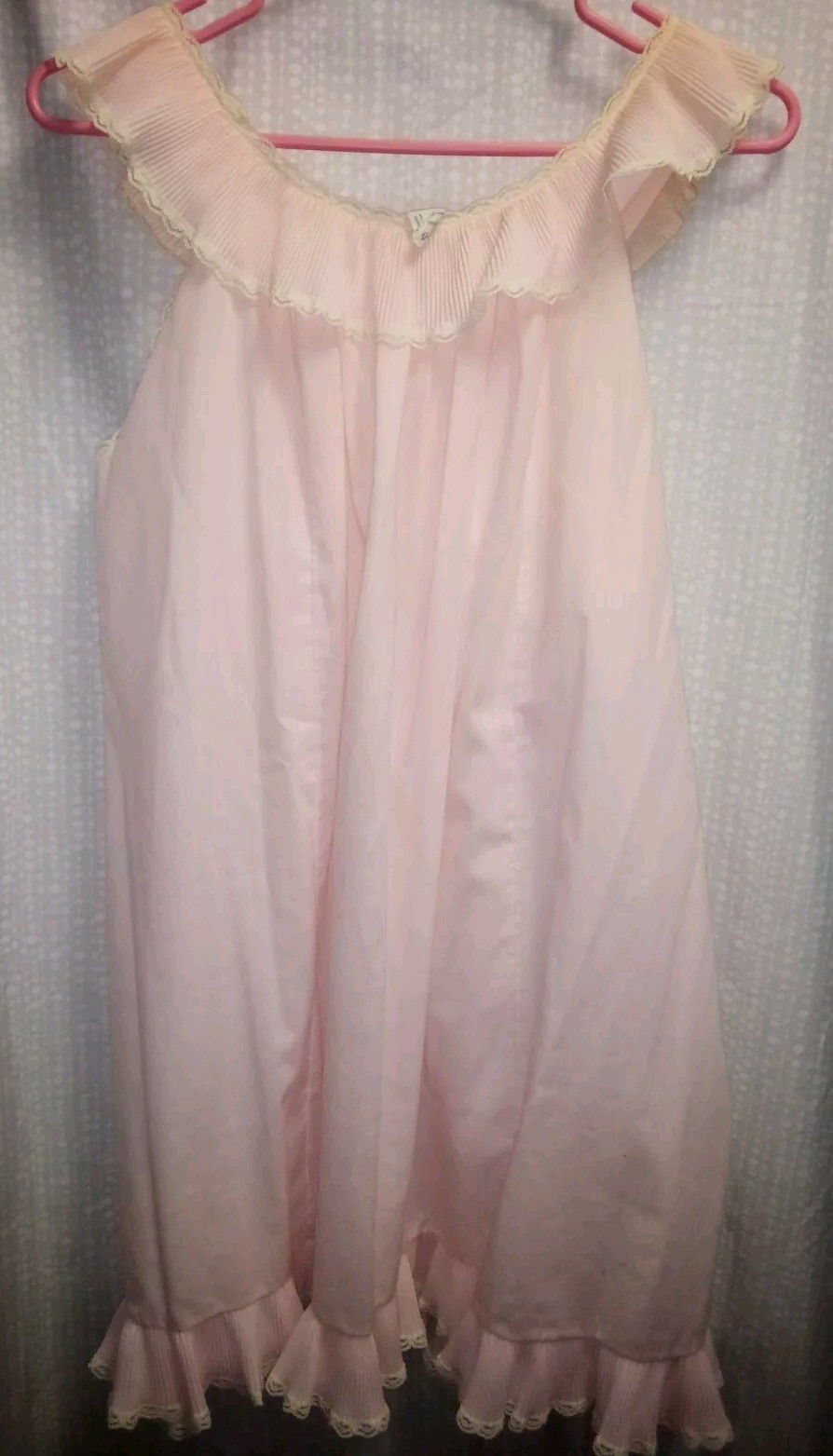 Vintage 40’s 50’s Leonora Sheer Lace Pink Dressing Gown & Slip Womens Small 2 Pc