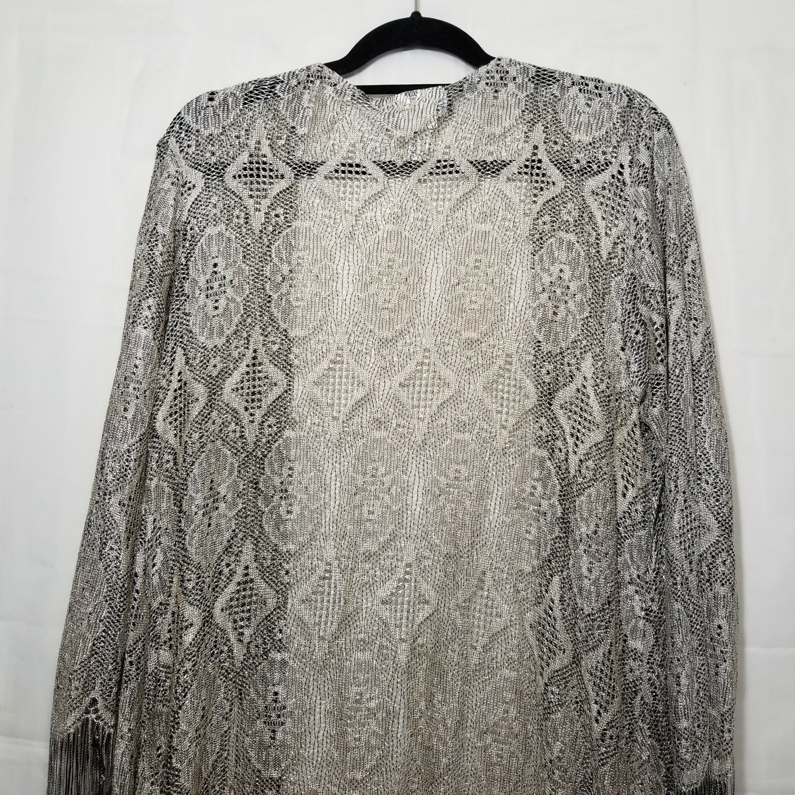 Vintage Sharade of California fringed boho cardigan taupe size 10P open front