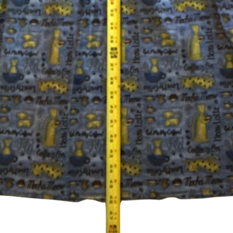 VTG Handmade Cats Coffee Print House Farm Dress Womens L CHARMING Fabric Retro