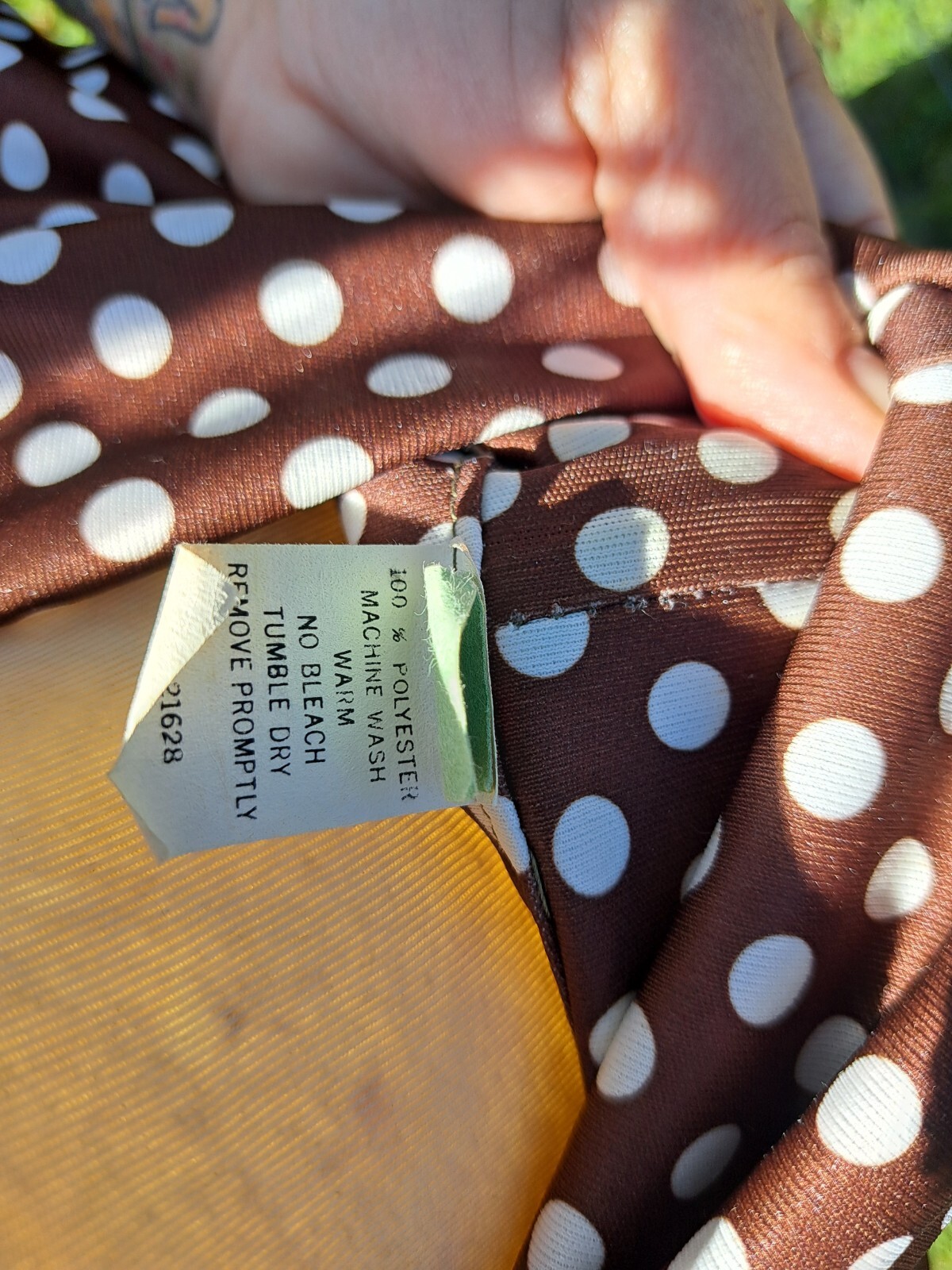 Vintage 70s Brown and White Polka Dot Puffy Dress S/M Long Flow Skirt