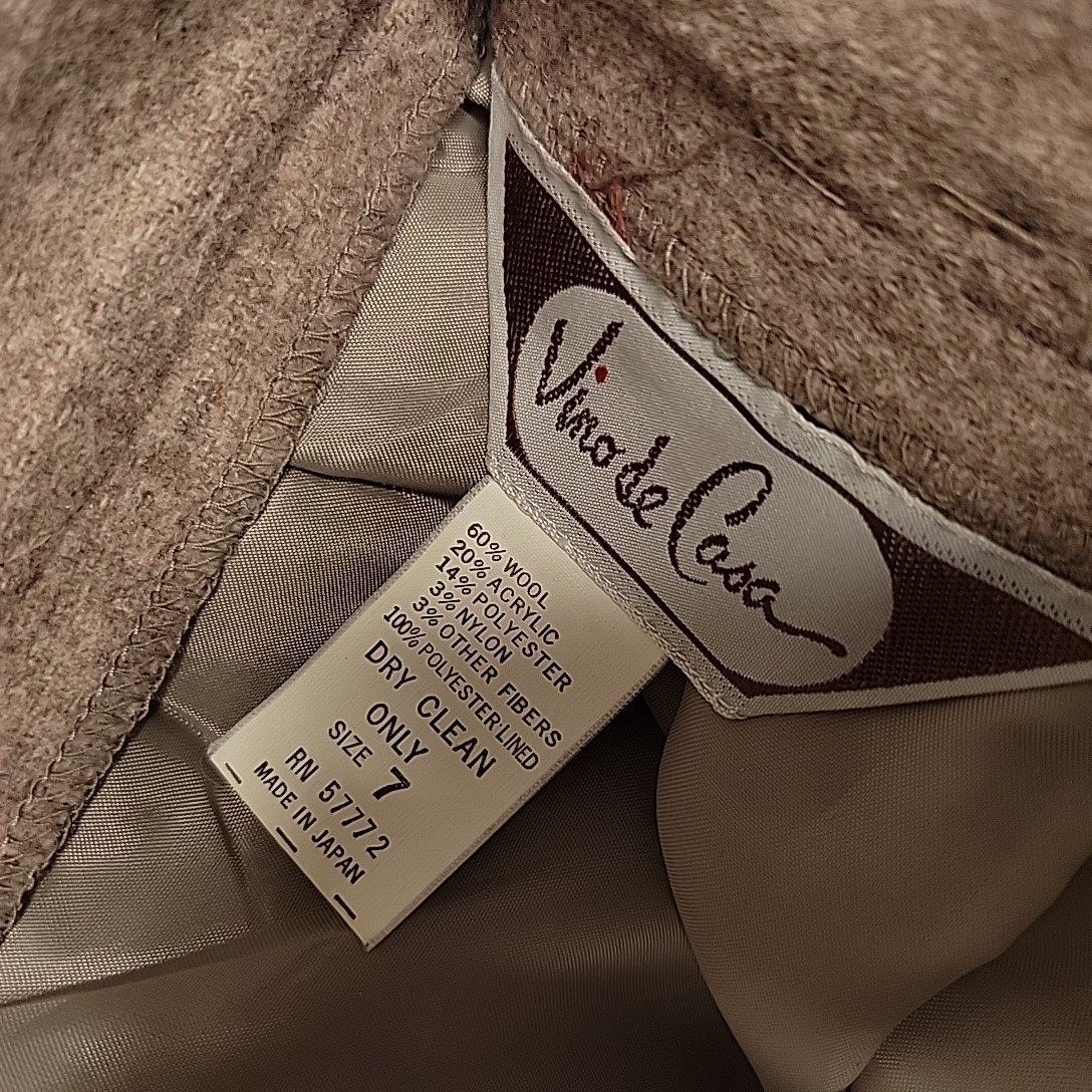 VTG Vino De Casa Skirt Womens 7 Beige Wool Blend A-Line Pleated Made In Japan