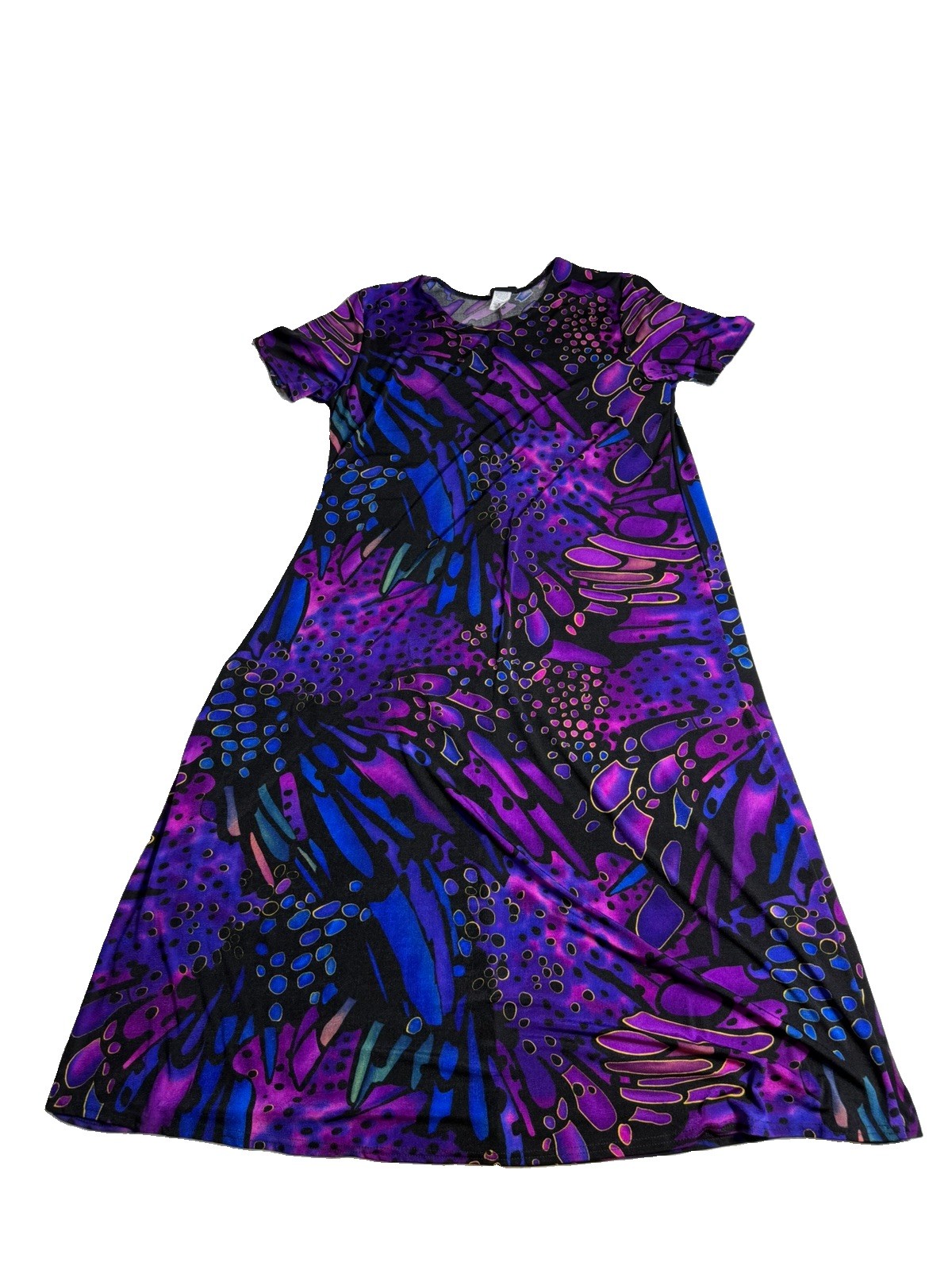 Vintage 90’s Jostar XL Vibrant Abstract Butterfly Slinky Maxi Dress Travel