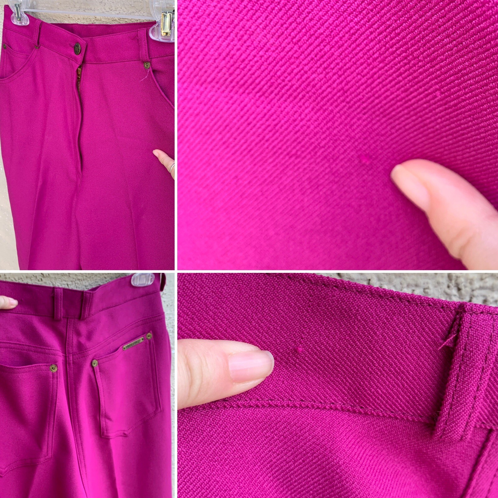 Vintage Loubella Pants Fuchsia Pink High Waist 5 Pocket Talon 42 Zipper 28 1/2”