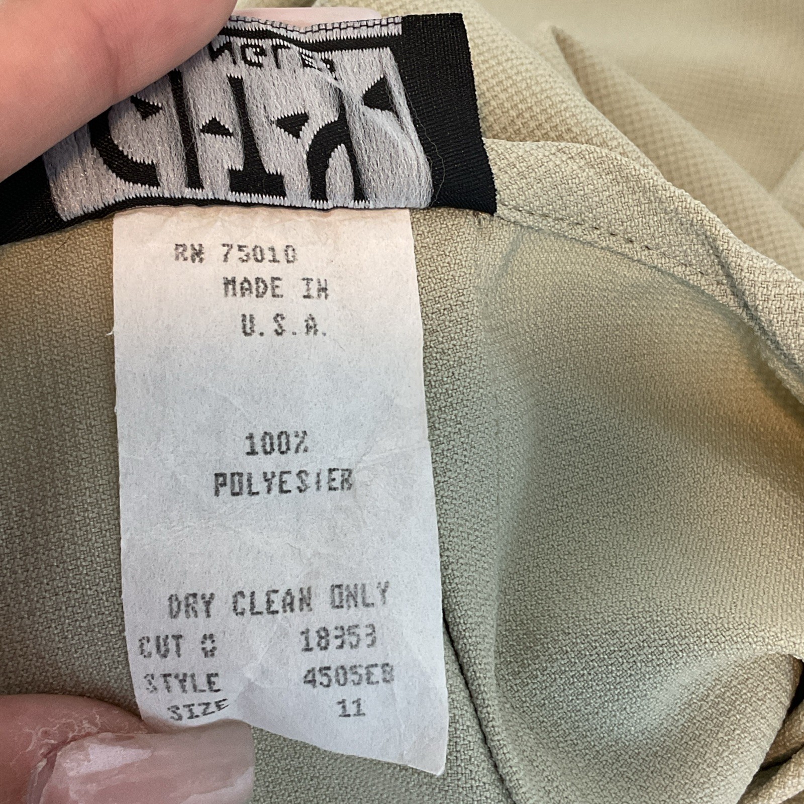 Vintage 90s y2k City Triangles Beige Olive 2pc Pant Tank Suit Set Office Career