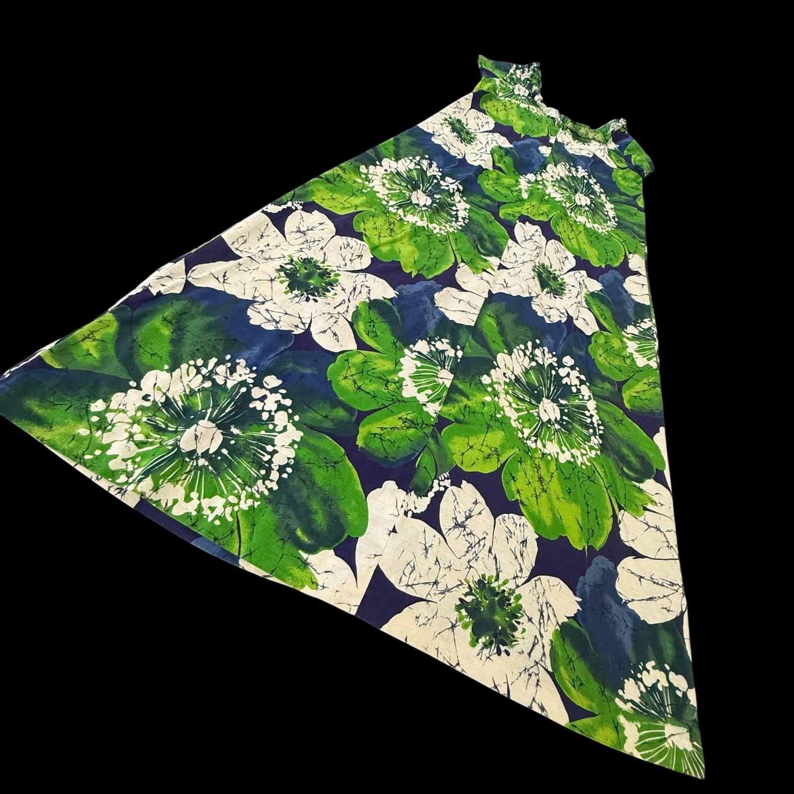 VTG Liberty House Of Hawaii Barkcloth Flower Power Maxi Dress MuMu Hawaiian