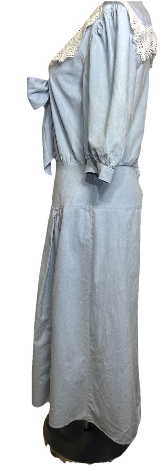 Vtg You Babes II Drop Waist 3/4 Sleeve Eyelet V Neck Prairie Fairy Dress 7