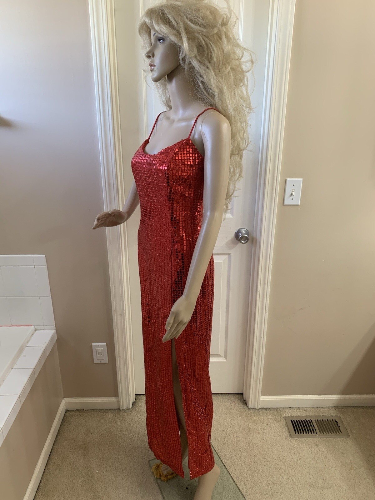 Vintage 1990’s L.A. Glo Size 7/8 Red Sequence Holiday Party Formal Dress