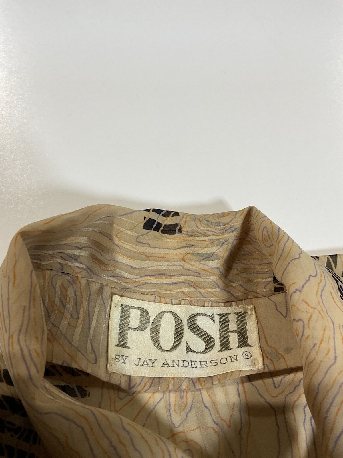 Vintage Posh by Jay Anderson Sheer Button Up Blouse Sz M/L Office Core 70s 80s