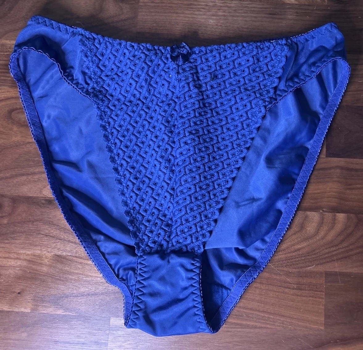 Vtg Jolie Intimates Satin Second Skin Panties Sz 9/2X Blue Tapestry Silky Shiny