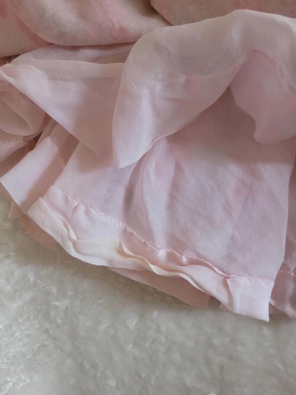 Vintage Handmade Pink Floral Embroidery Dress