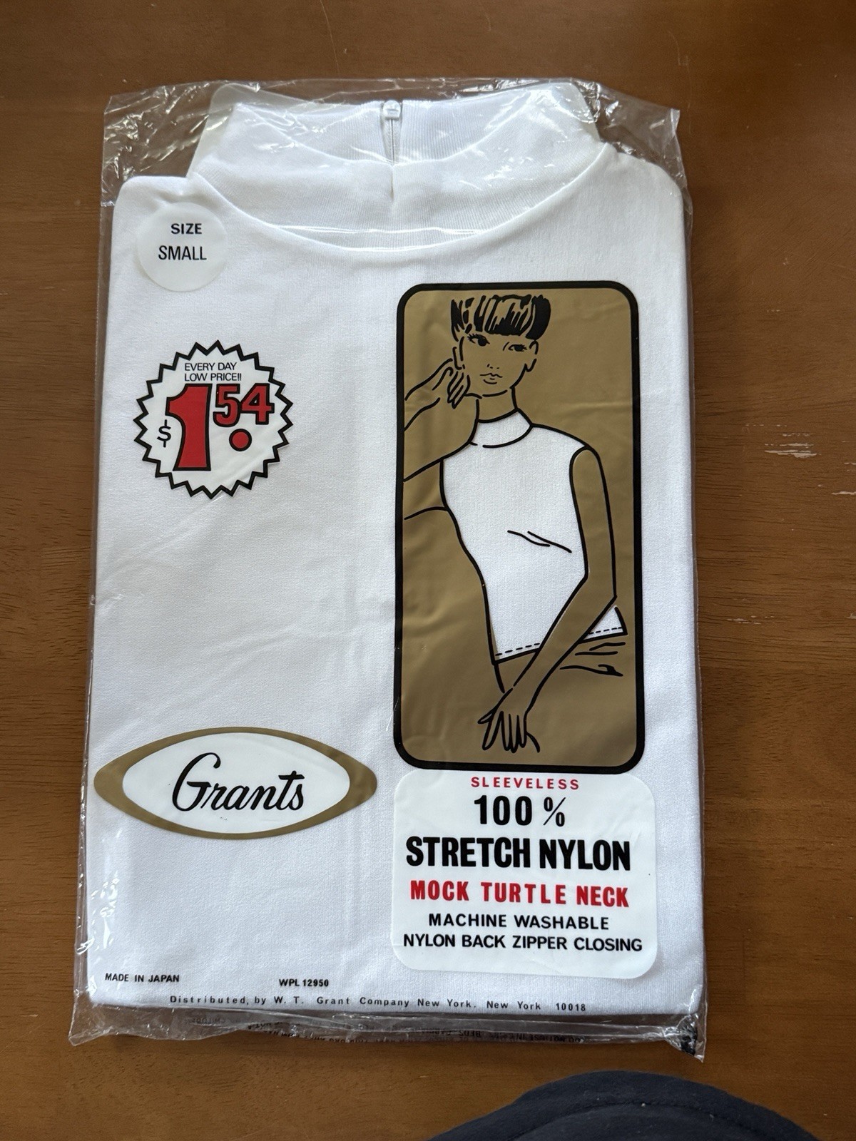 Vintage 1960s SM Mod Shell Top WT Grant Sleeveless Zip Mock Neck Deadstock NOS