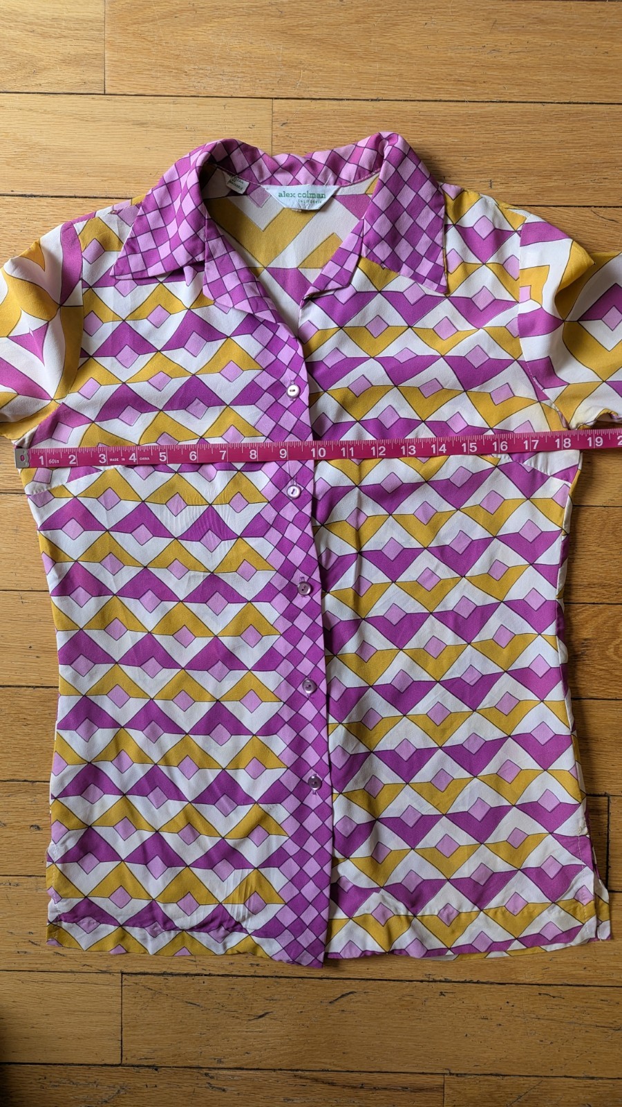 ​Vintage 70s Alex Colman California Collar Button Down Shirt Geometric Print