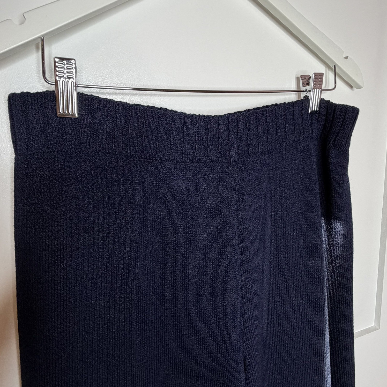 St. John Santana Knit Wool Pants Navy Blue Womens M