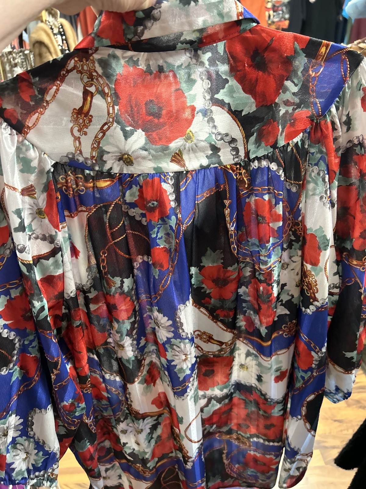 Vintage Women’s Top Notch Floral Blouse Shirt Plus Size 44/24W Smock 3/4 Sleeve