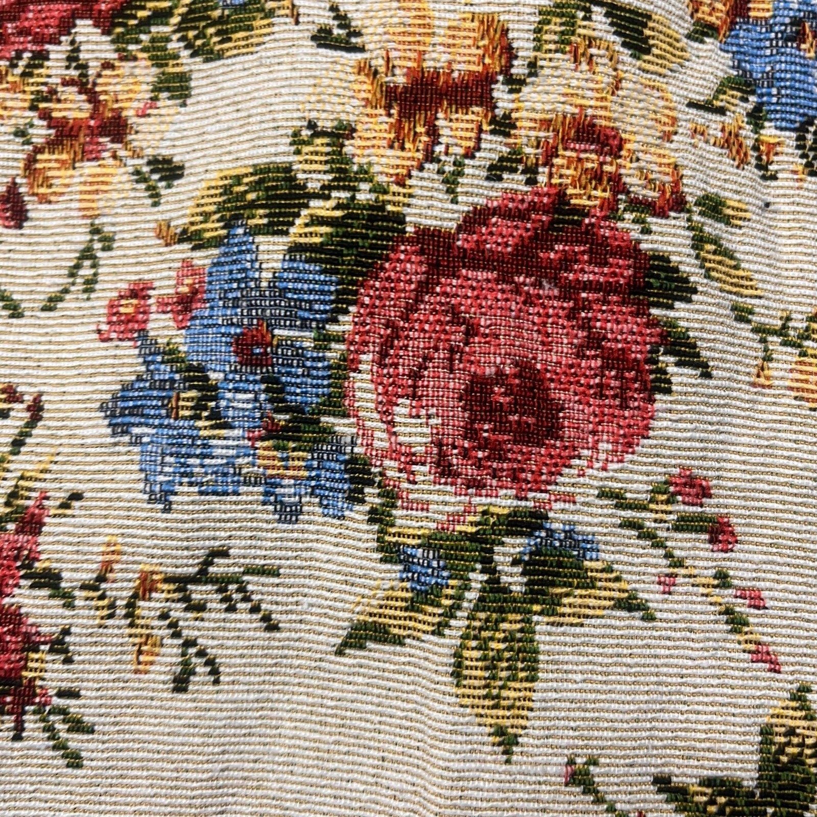 Tapestry Floral Zip Jacket Women’s Large Cottagecore Boho Rose Print Retro