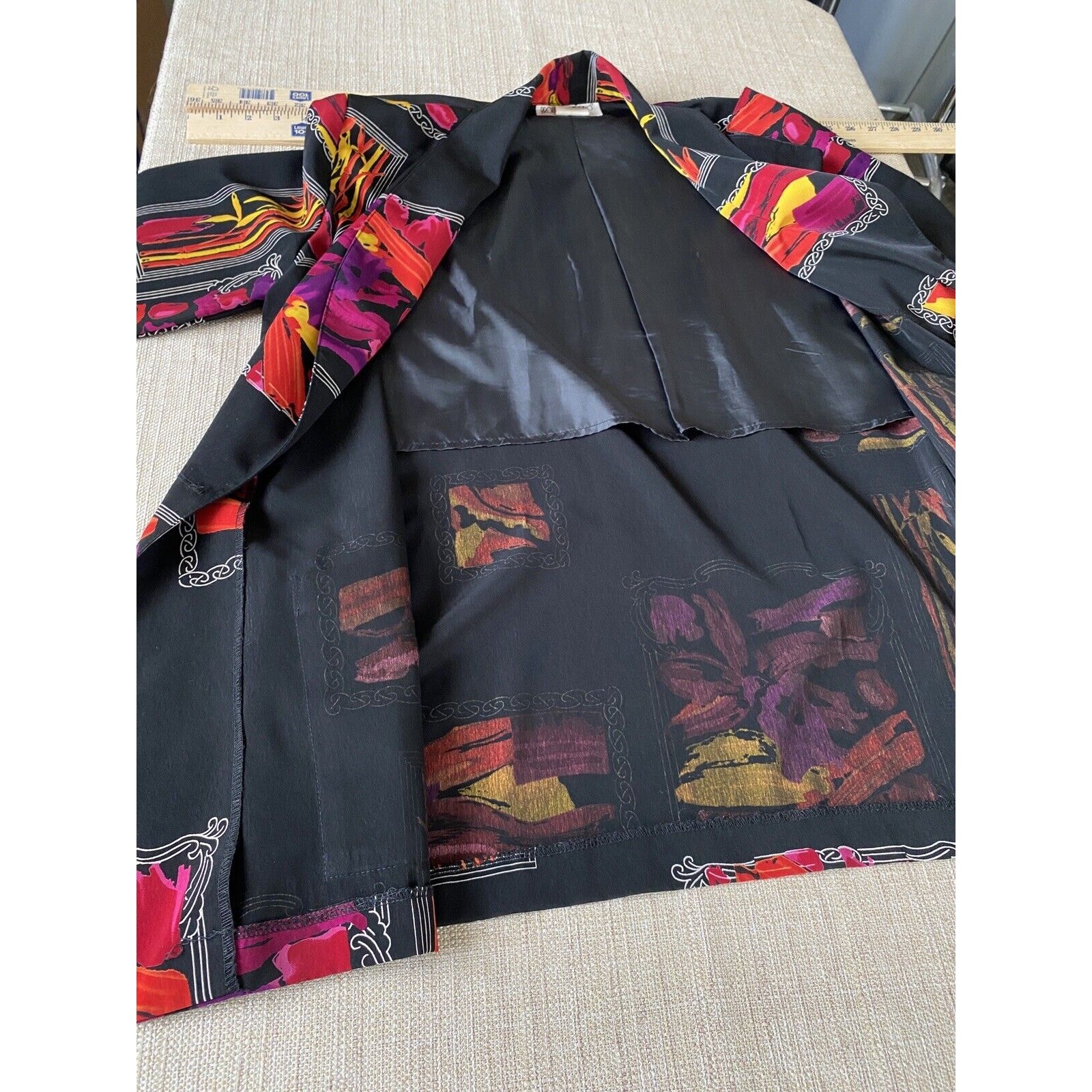 Vintage Brownstone Studio Blazer Jacket Multicolor Abstract Pattern 80s Large